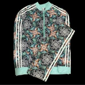 Adidas Kids Zip Up Sweater and Leggings Set - Mint, Black, Orange